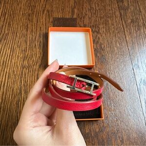 Hermes Hapi 3 Grand Model Leather Wrap Bracelet